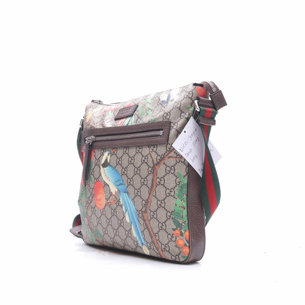  Gucci Tian GG Supreme Bird Flower Sherry Line Beige/Multi-color Sling Bag 
