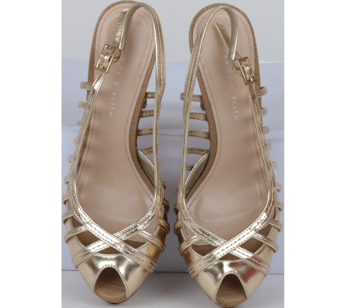 Charles and Keith Gold And Brown Platform Heels