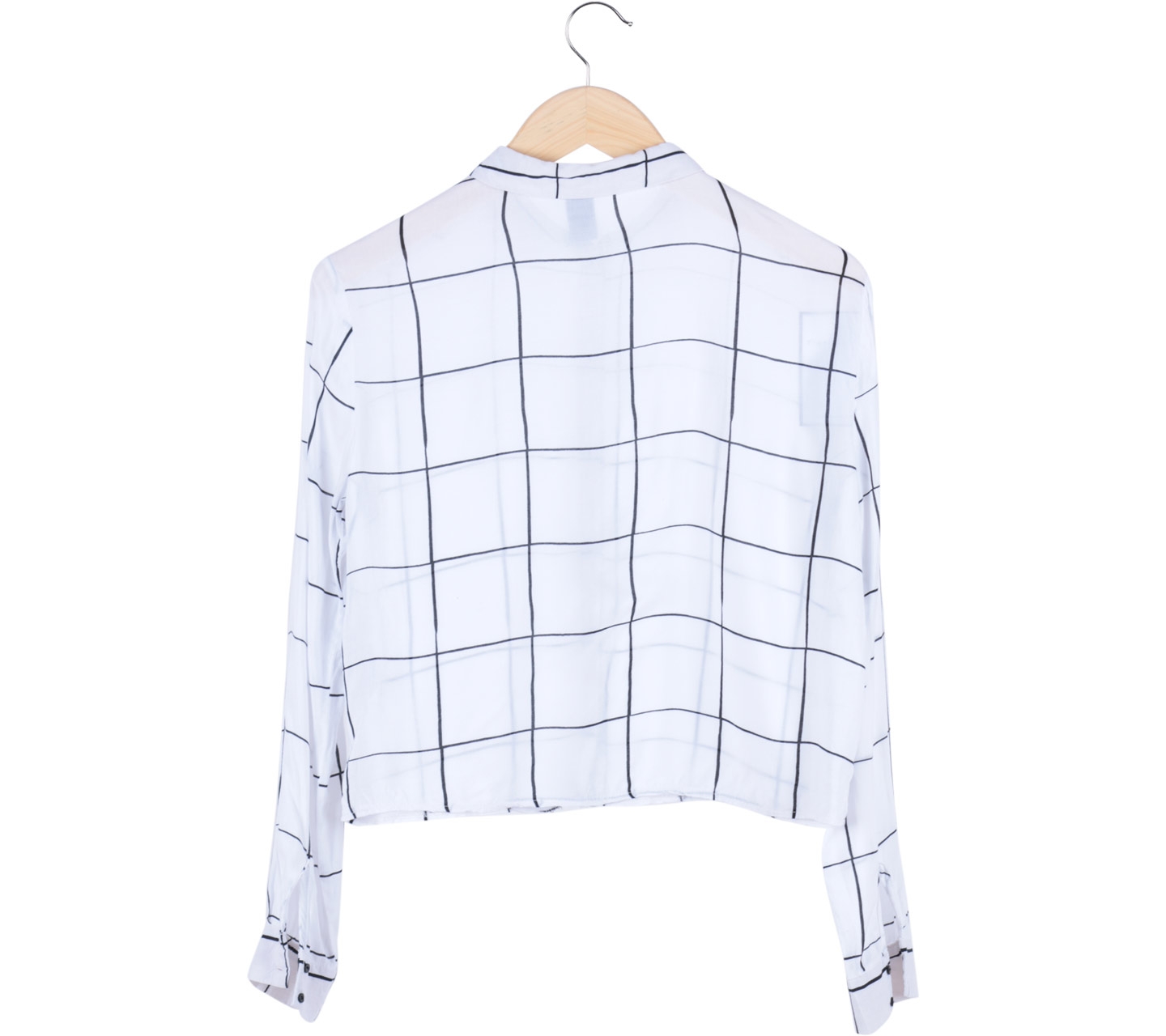 H&M White Plaid Cropped Shirt