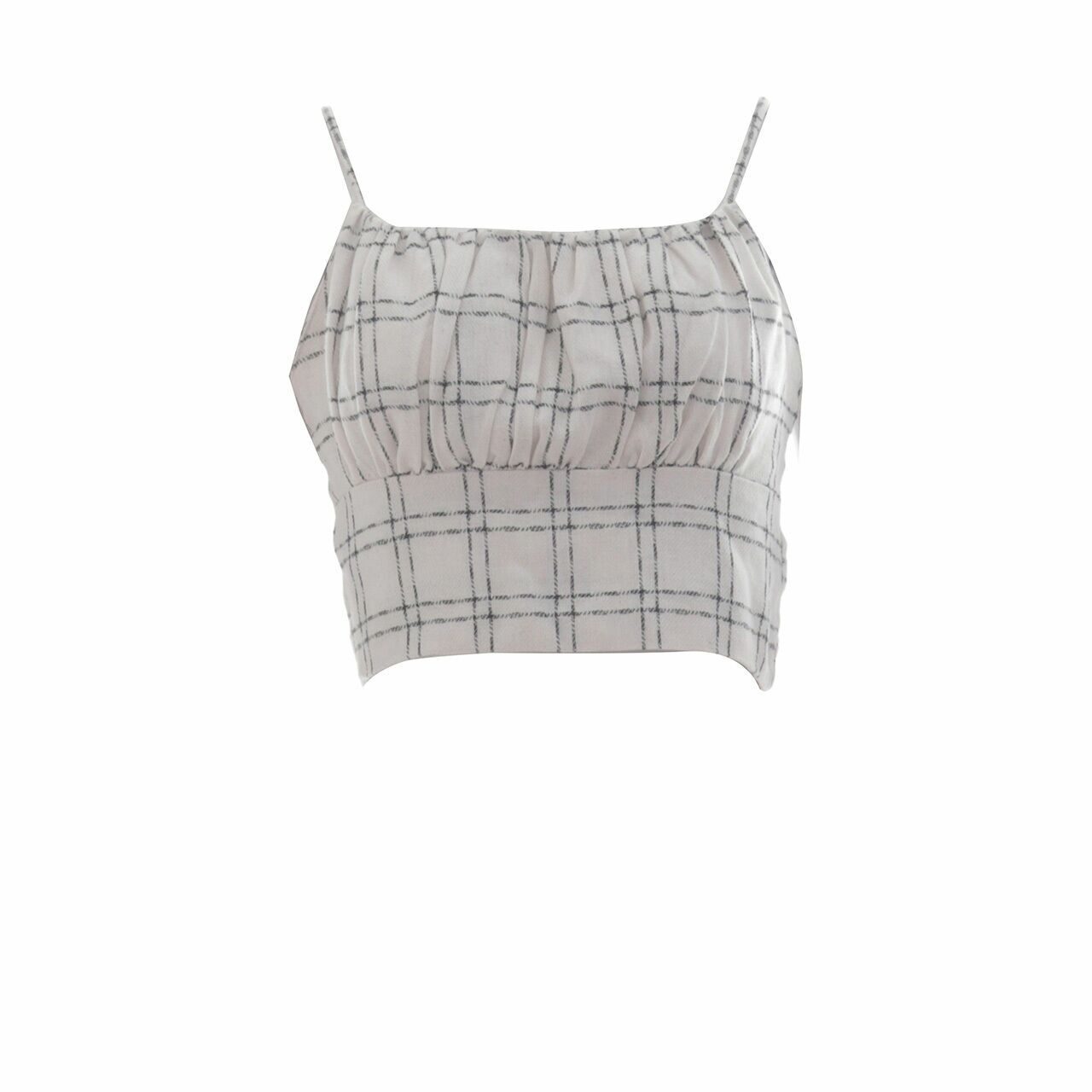 clle Off White Plaid Cropped Sleeveless