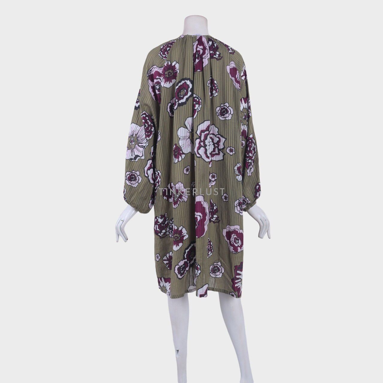 Benang Jarum Purple & Olive Floral Outer Dress