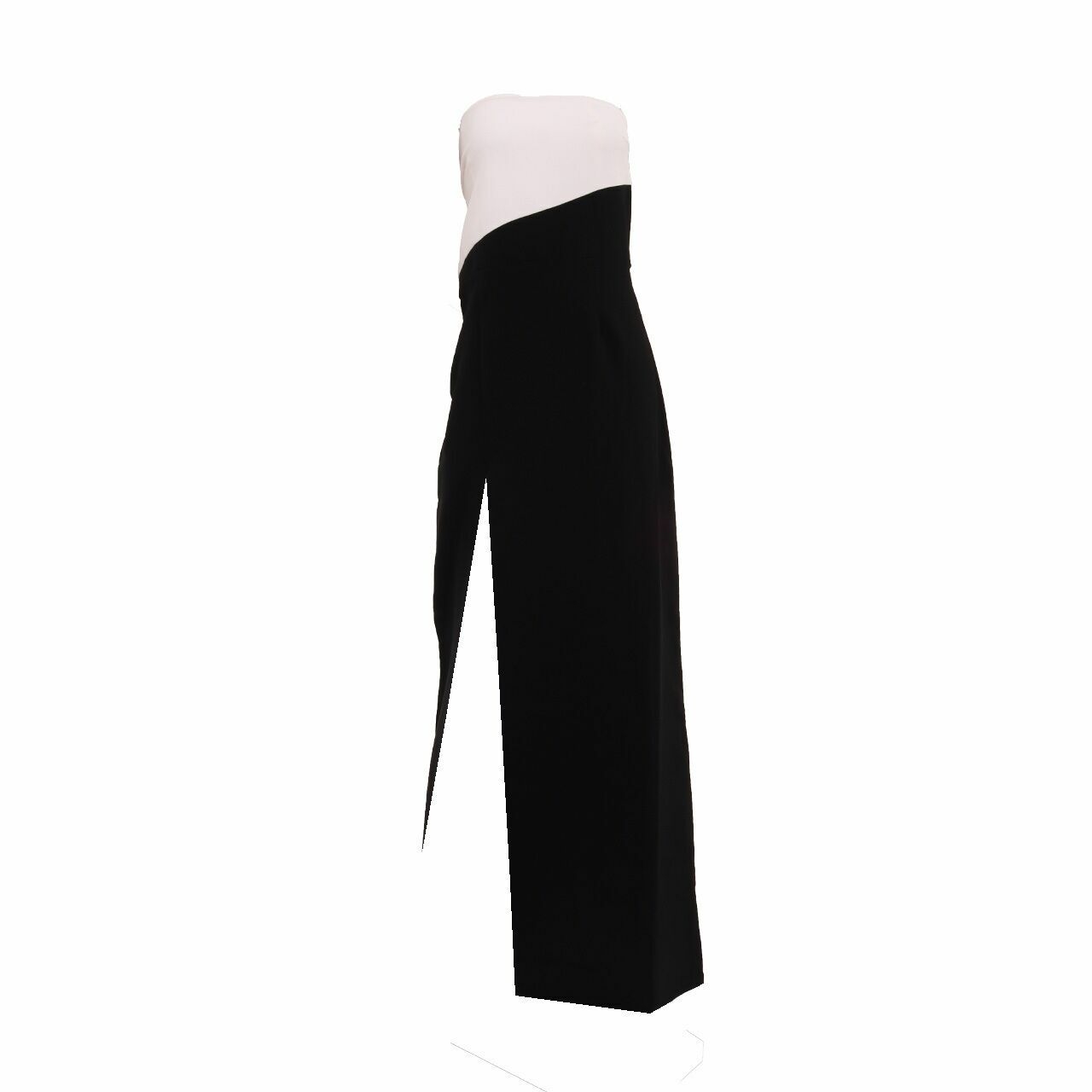 Malika By Modelano Black & White Slit Tube Long Dress