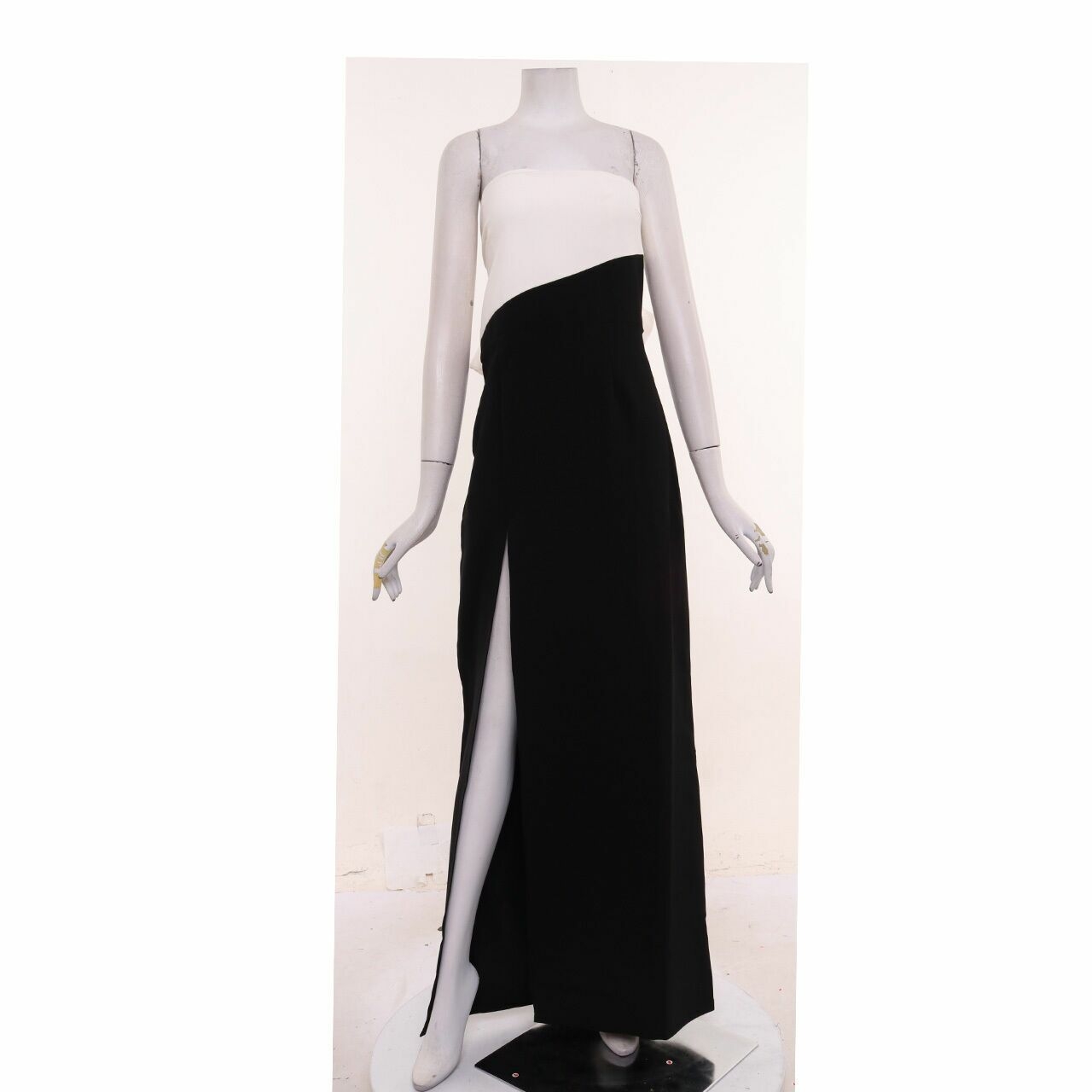 Malika By Modelano Black & White Slit Tube Long Dress