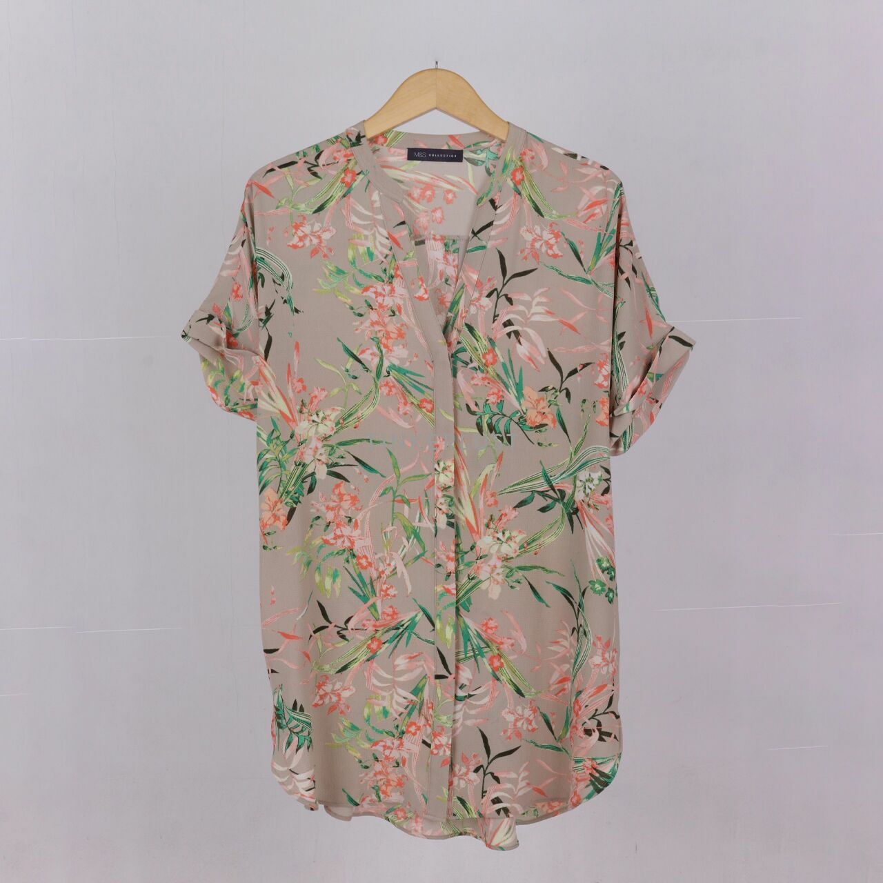 Marks & Spencer Taupe Floral Blouse
