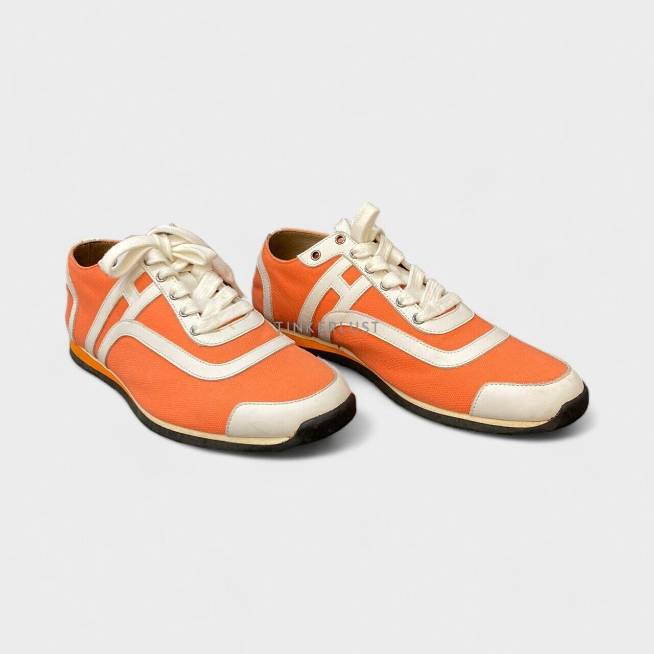 Hermes Orange Leather Sneakers