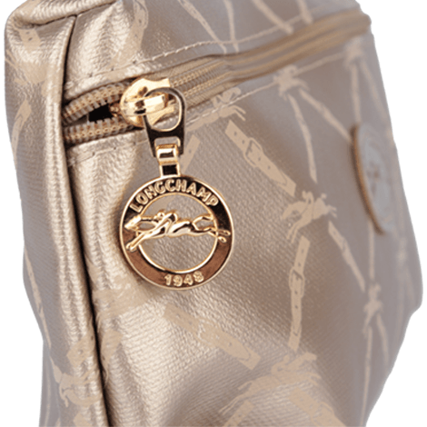 Longchamp Gold Metallic Mini Zip Make-up Case