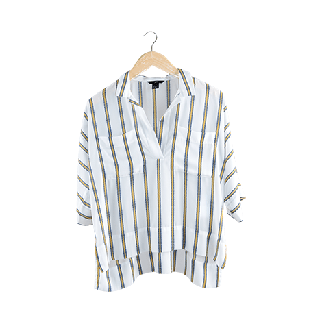 White Striped Short Sleeve Shirt