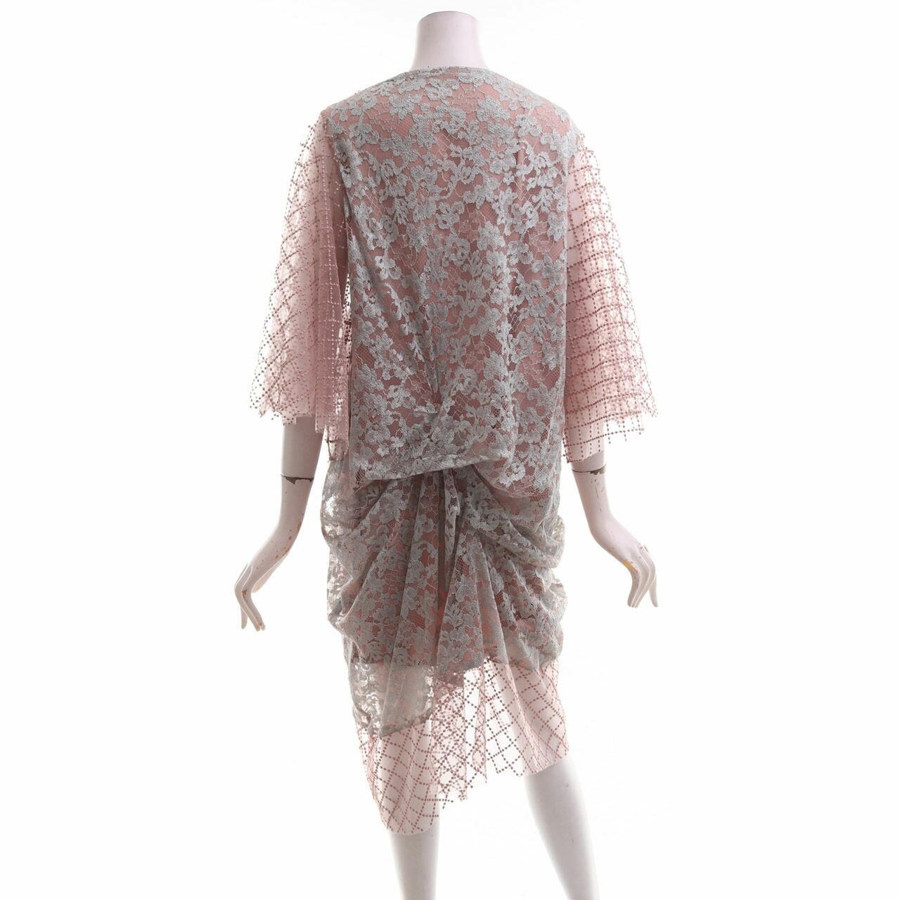 MWB Atelier Dusty Pink Kaftan Lace With Inner Mini Dress