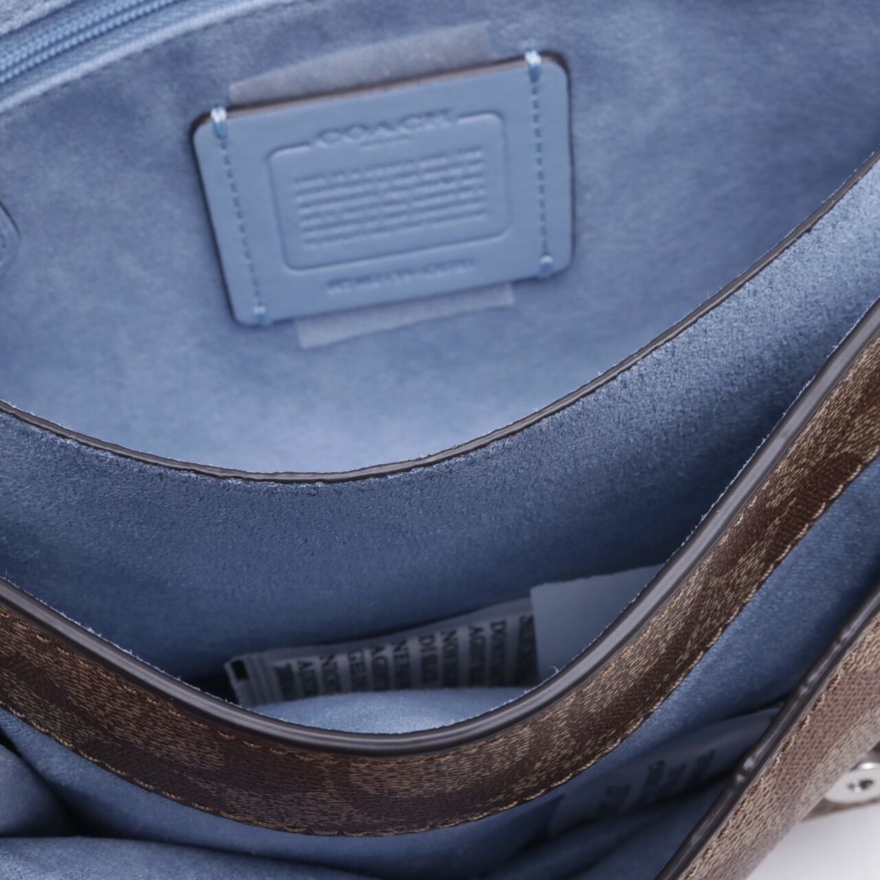 Coach Signature Lucy Khaki Marble Blue Crossbody Bag Sling Bag