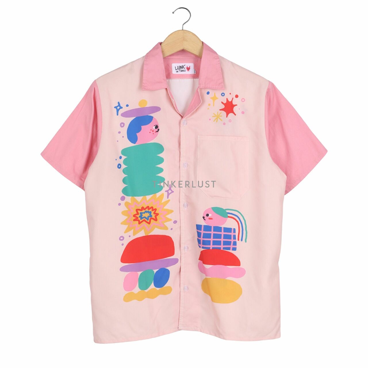 Liunic OnThings Pink & Cream Printed Shirt