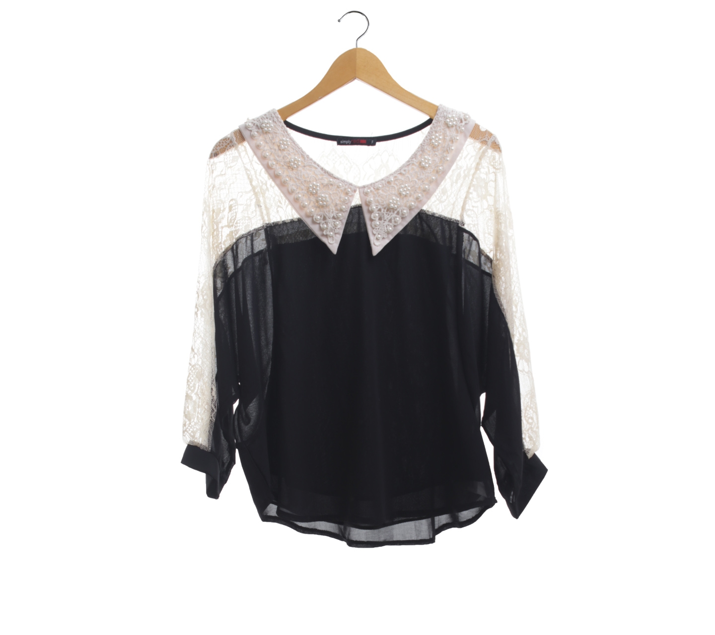 Simply Red Black & Off White Lace Blouse