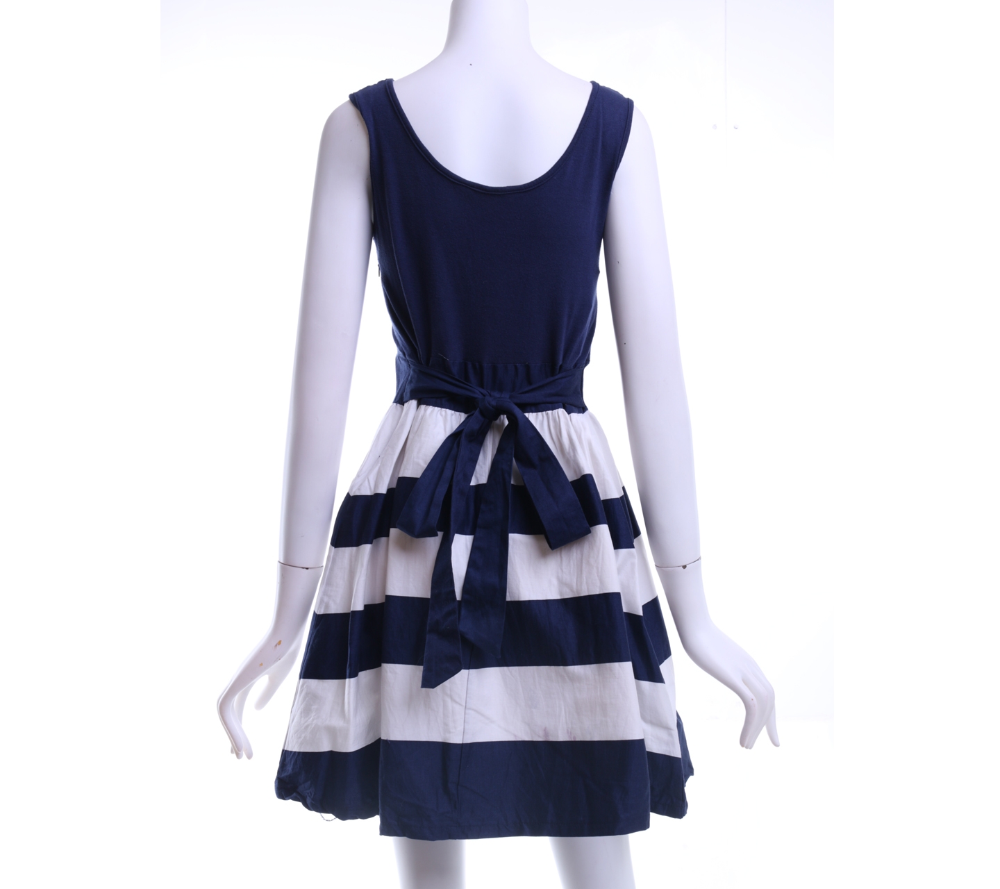Dark Blue And White Striped Horizontal Mini Dress
