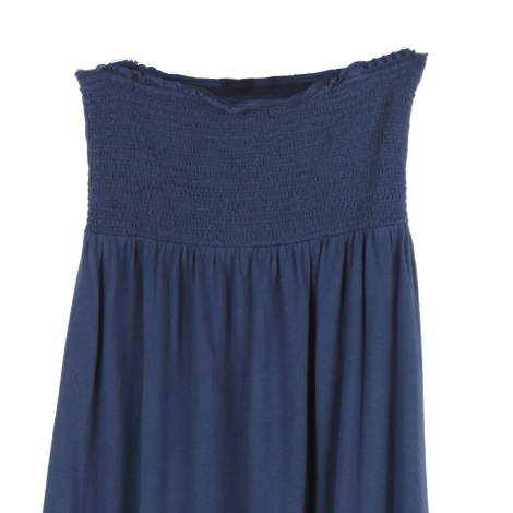 Blue Plain Elastic Long Dress