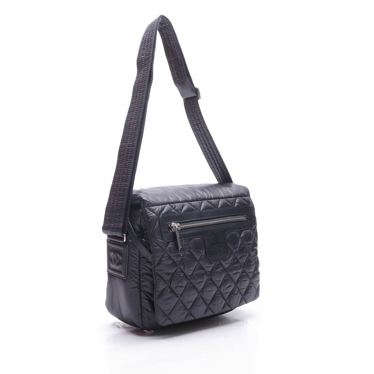  Chanel Black Quilted Nylon Coco Cocoon Small Messenger Slingbag