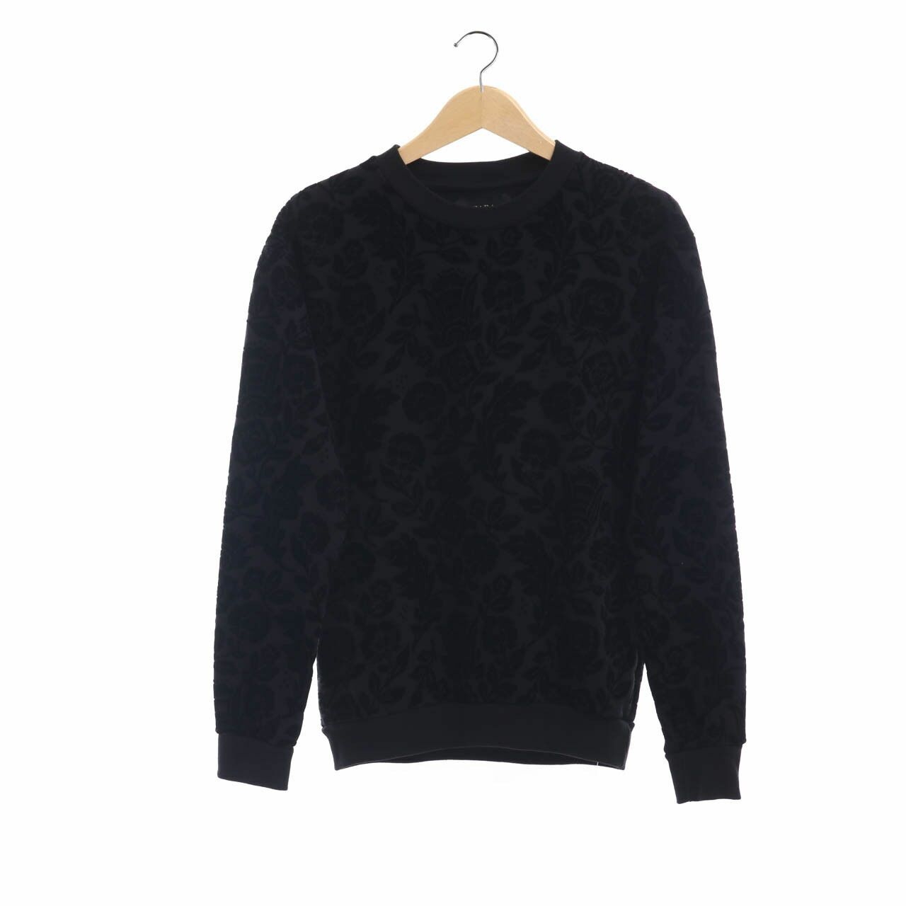 Zara Black Pattern Velvet Sweater