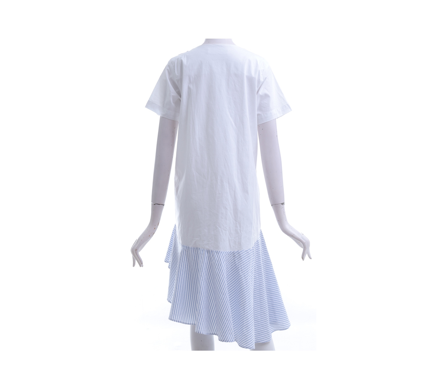 Schoncouture White & Blue Striped Midi Dress