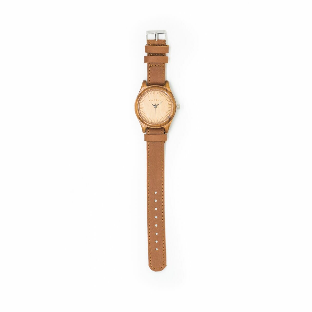 Woodka Loca Jati & Tan Brown Leather Wristwatch