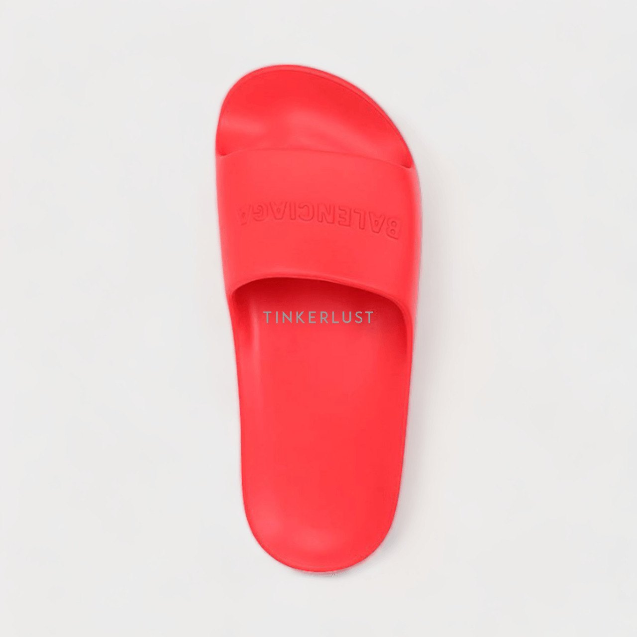 Balenciaga Women Chunky Slide Sandals in Tomato Red with Embossed Logo