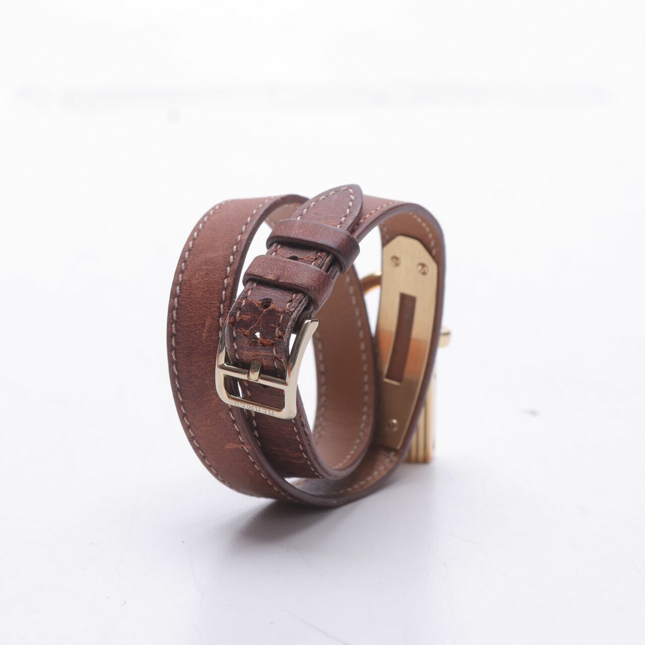 Hermes Brown Kelly Double Tour Barenia Watch	