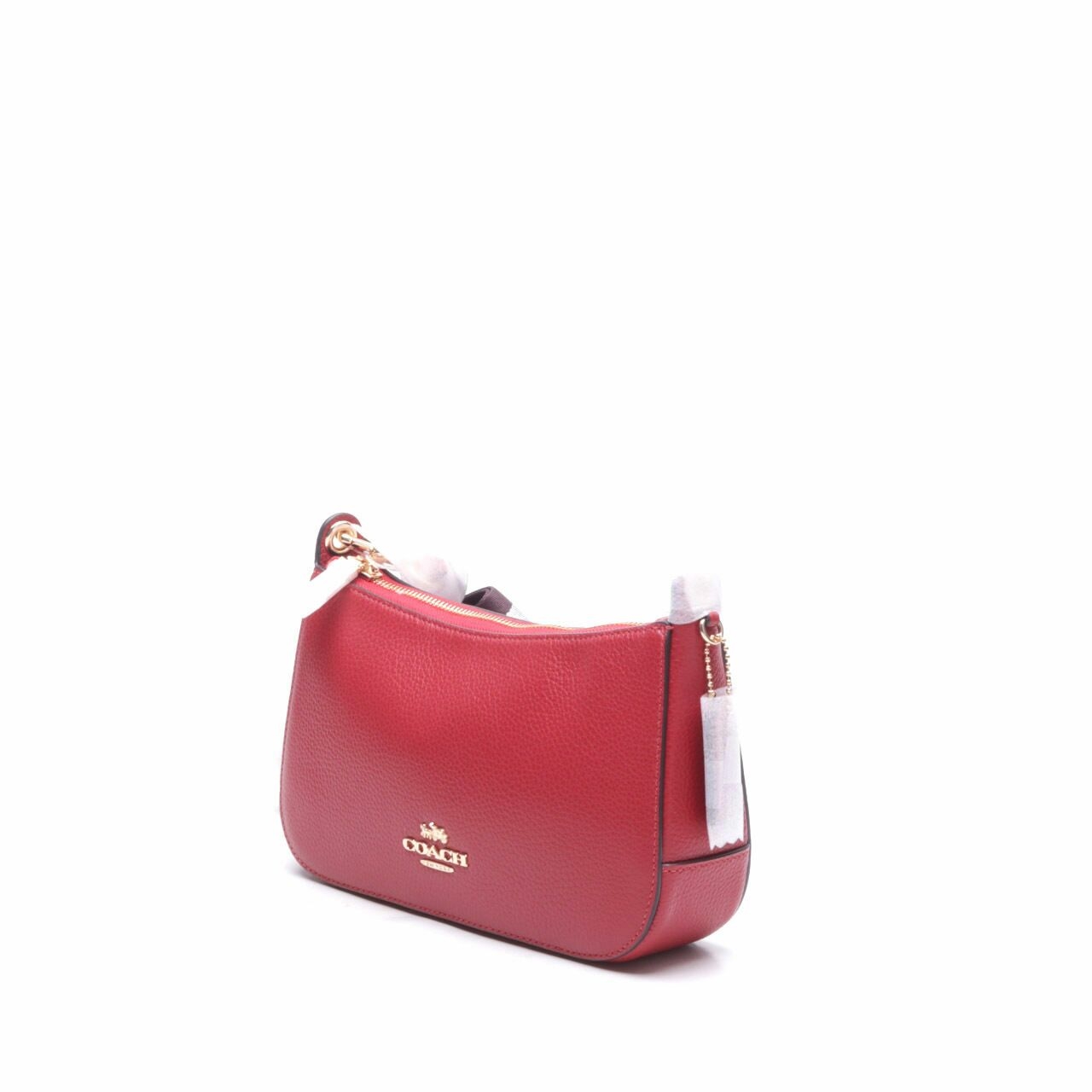 Coach Pebbled Leather Red Jes Baguette Bag