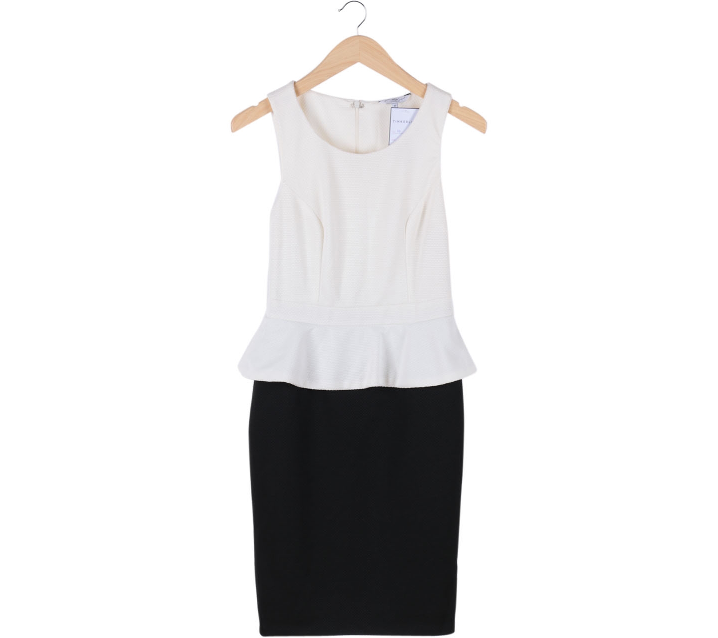 New Look Black And White Peplum Textured Mini Dress