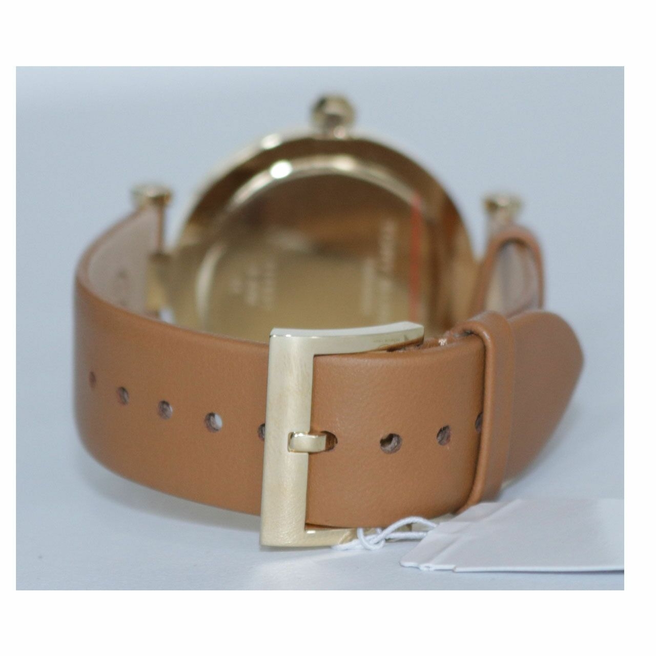 Tory Burch Classic T Watch Luggage Leather Gold Tone 35mm Wrist Watch