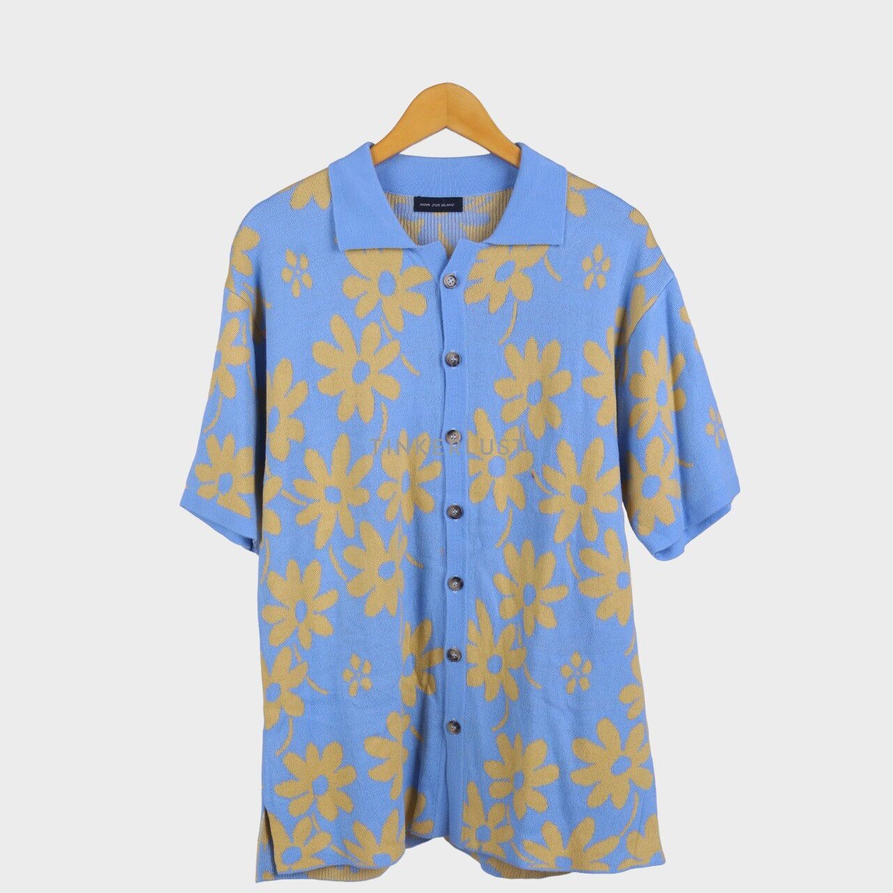 Noir Sur Blanc Blue & Yellow Floral Knit Shirt