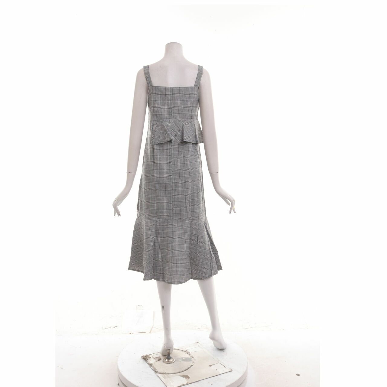 Grinitty Grey Houndstooth Midi Dress