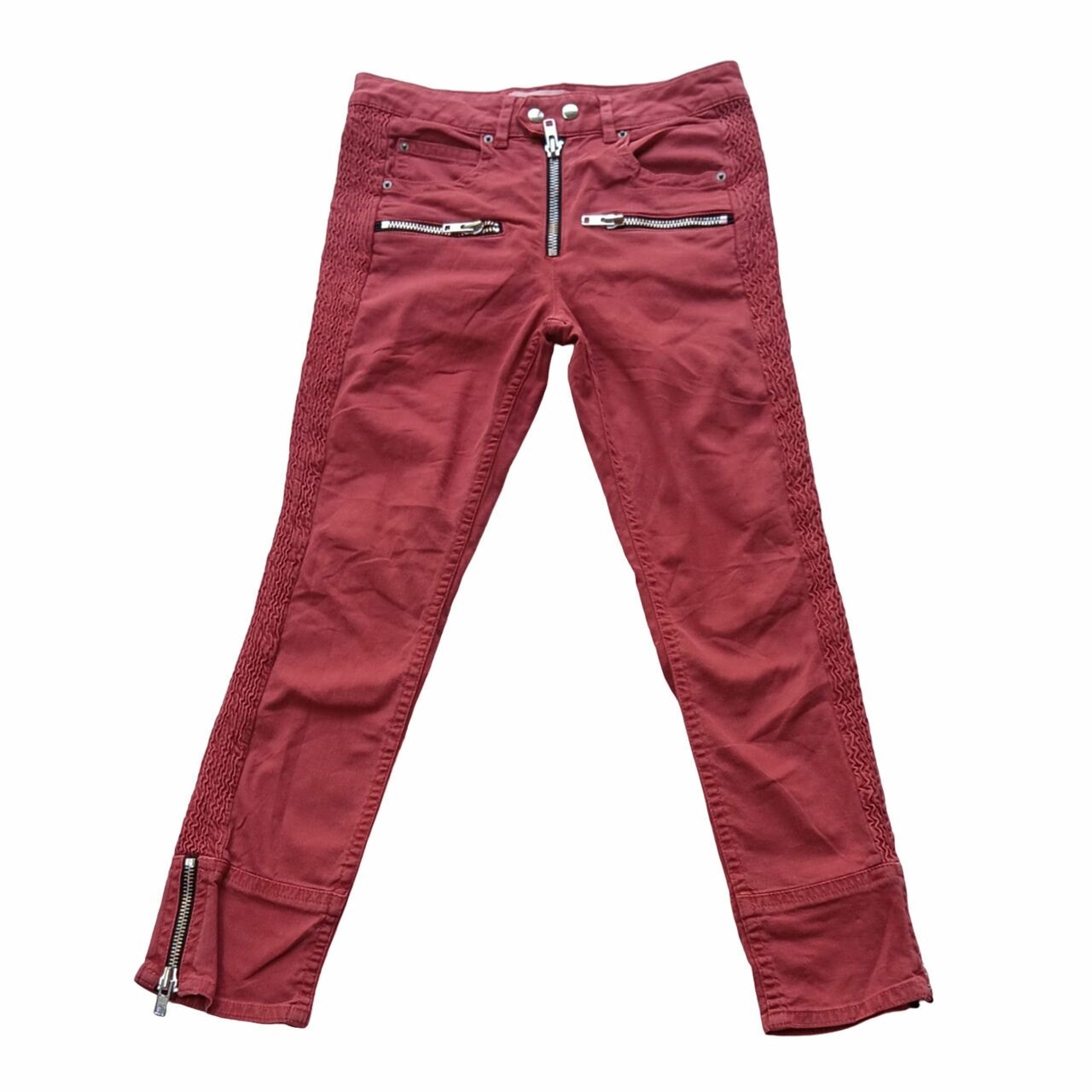 Isabel Marant Etoile Pelona Red Biker Skinny Jeans