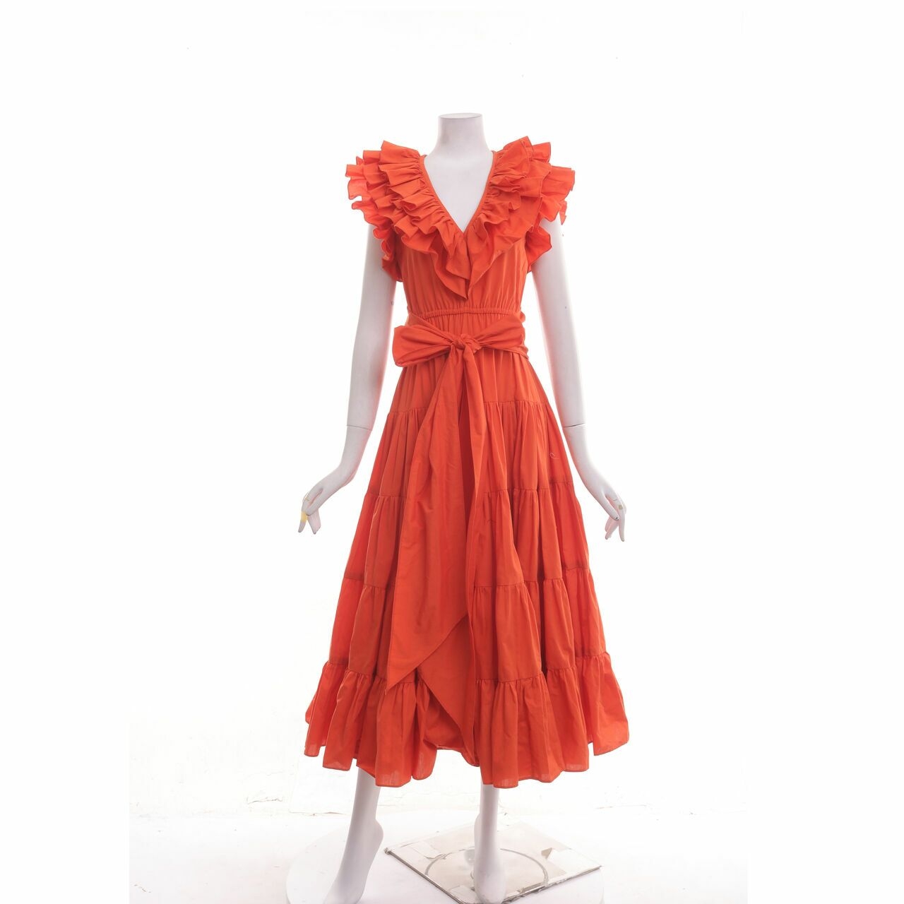 Barli Asmara Orange Ruffle Long Dress