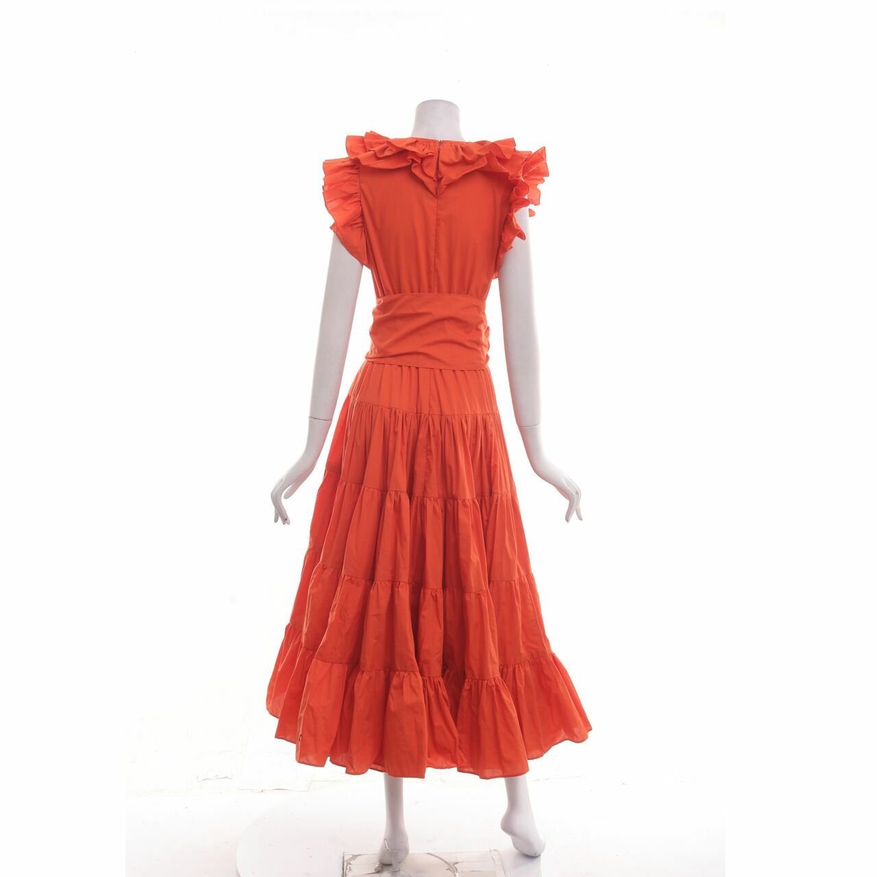 Barli Asmara Orange Ruffle Long Dress