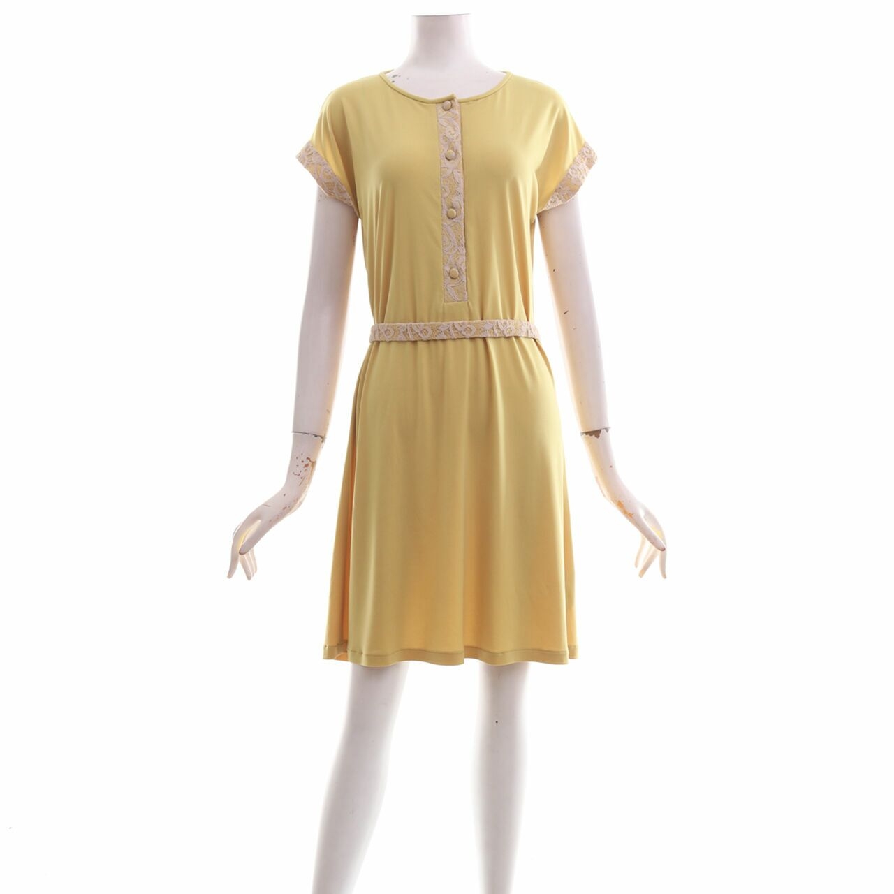 Shandy Aulia Collections Yellow Mini Dress