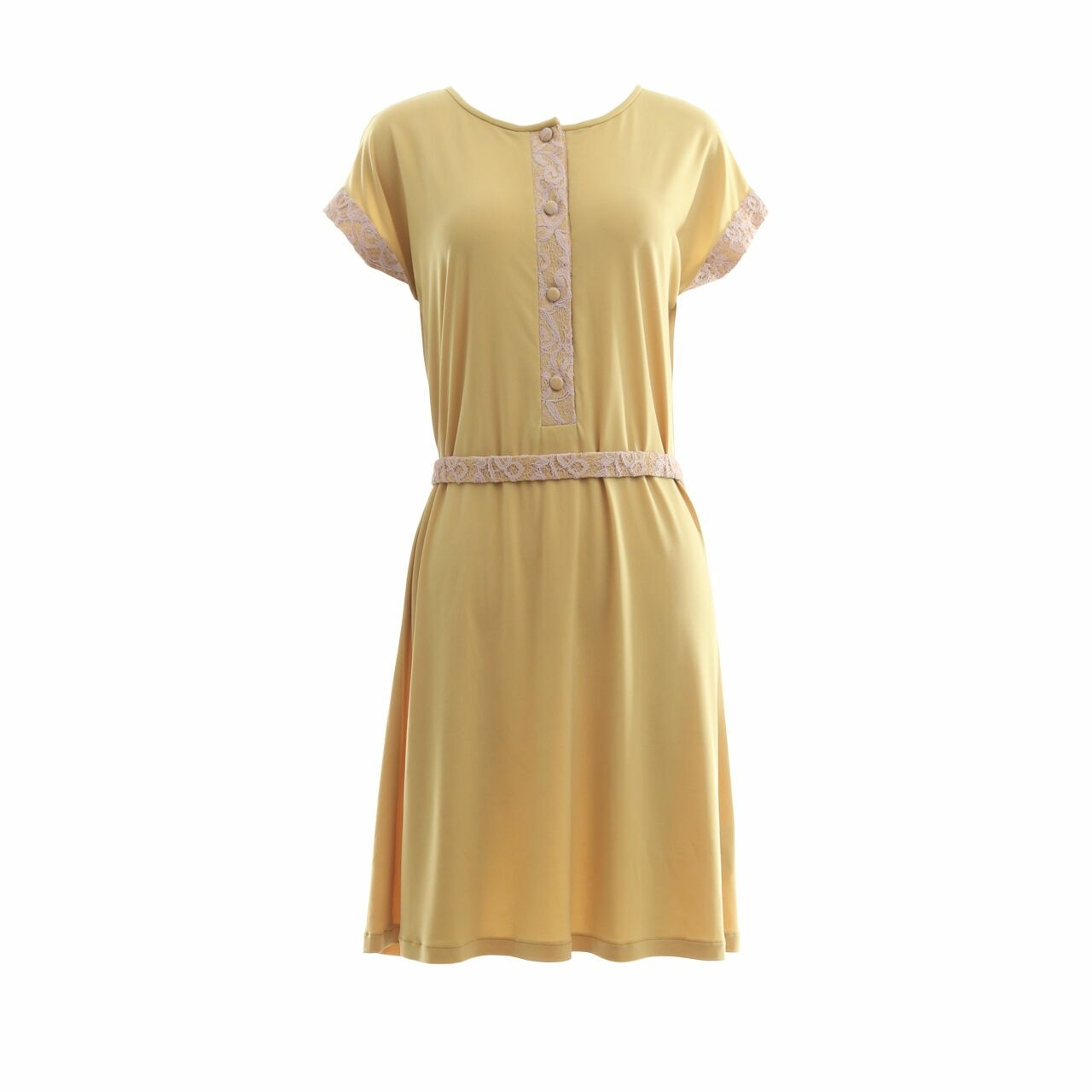 Shandy Aulia Collections Yellow Mini Dress