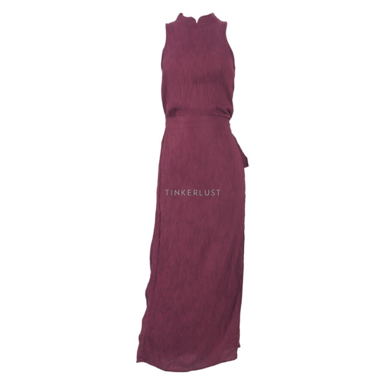 Pafon Burgundy Wrap Long Dress