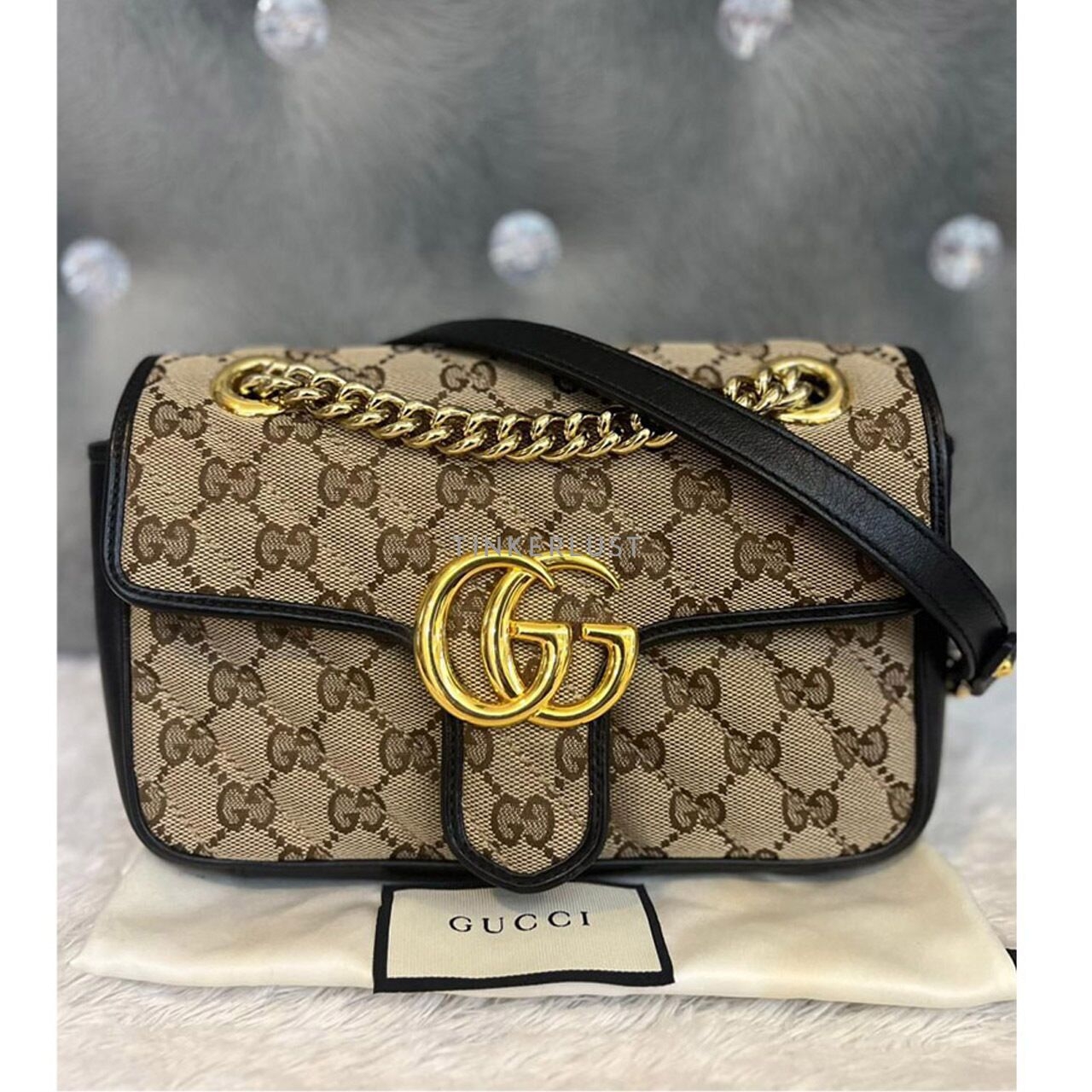 Gucci GG Marmont Brown Small Monogram Canvas GHW Shoulder Bag