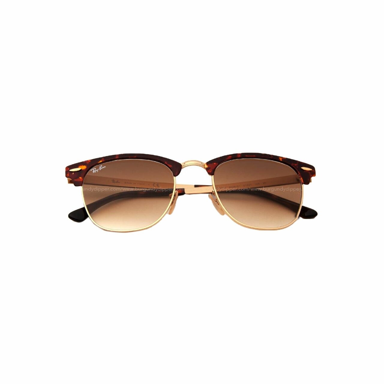 Ray-ban Clubmaster Metal Havana On Arista Clear Gradient Brown Sunglasses