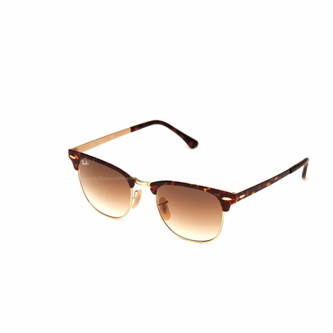 Ray-ban Clubmaster Metal Havana On Arista Clear Gradient Brown Sunglasses