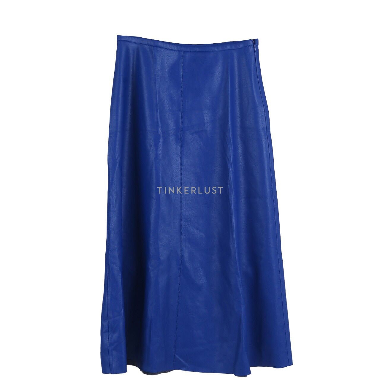 Zara Dark Blue Leather Midi Skirt