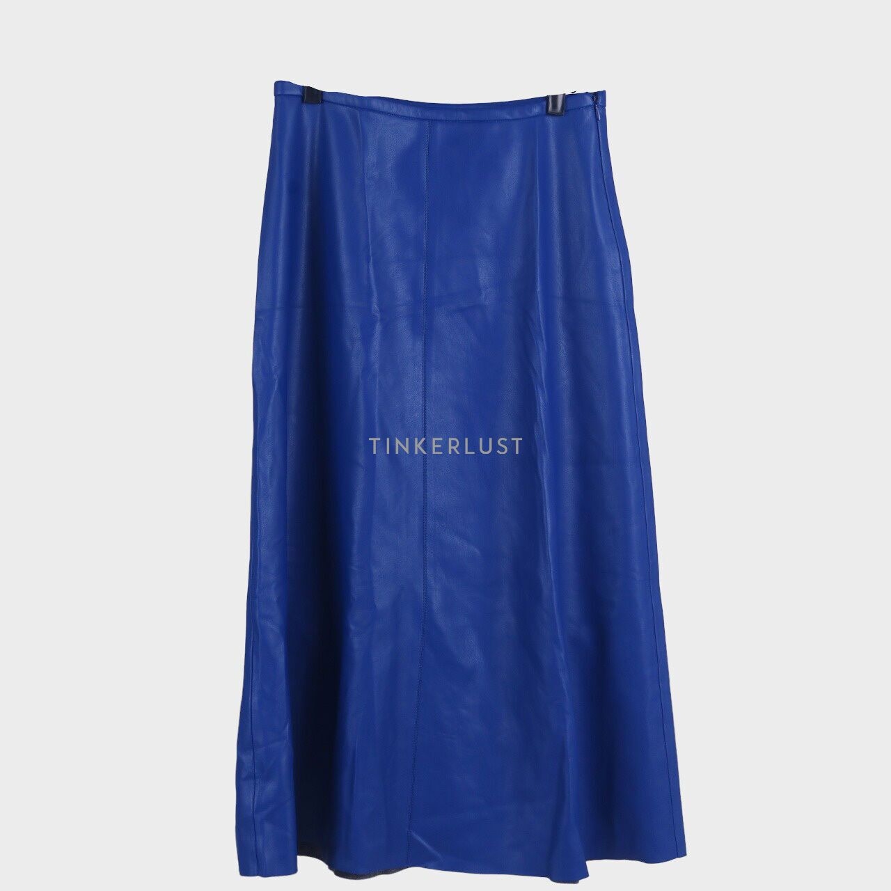 Zara Dark Blue Leather Midi Skirt