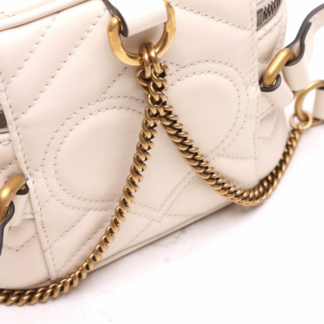 Gucci Marmont Matelasse Mini GG Round Off-white Leather Backpack