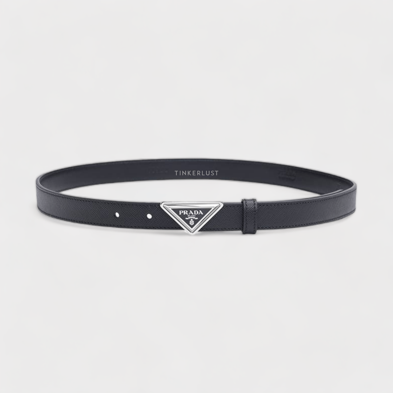 Prada Women Belt 2cm Black Saffiano Leather SHW with Triangular Logo Buckle