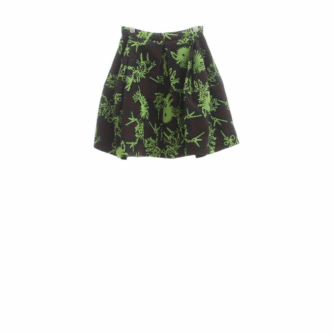 Kenzo Black Green Neon Multi-Pattern Mini Skirt