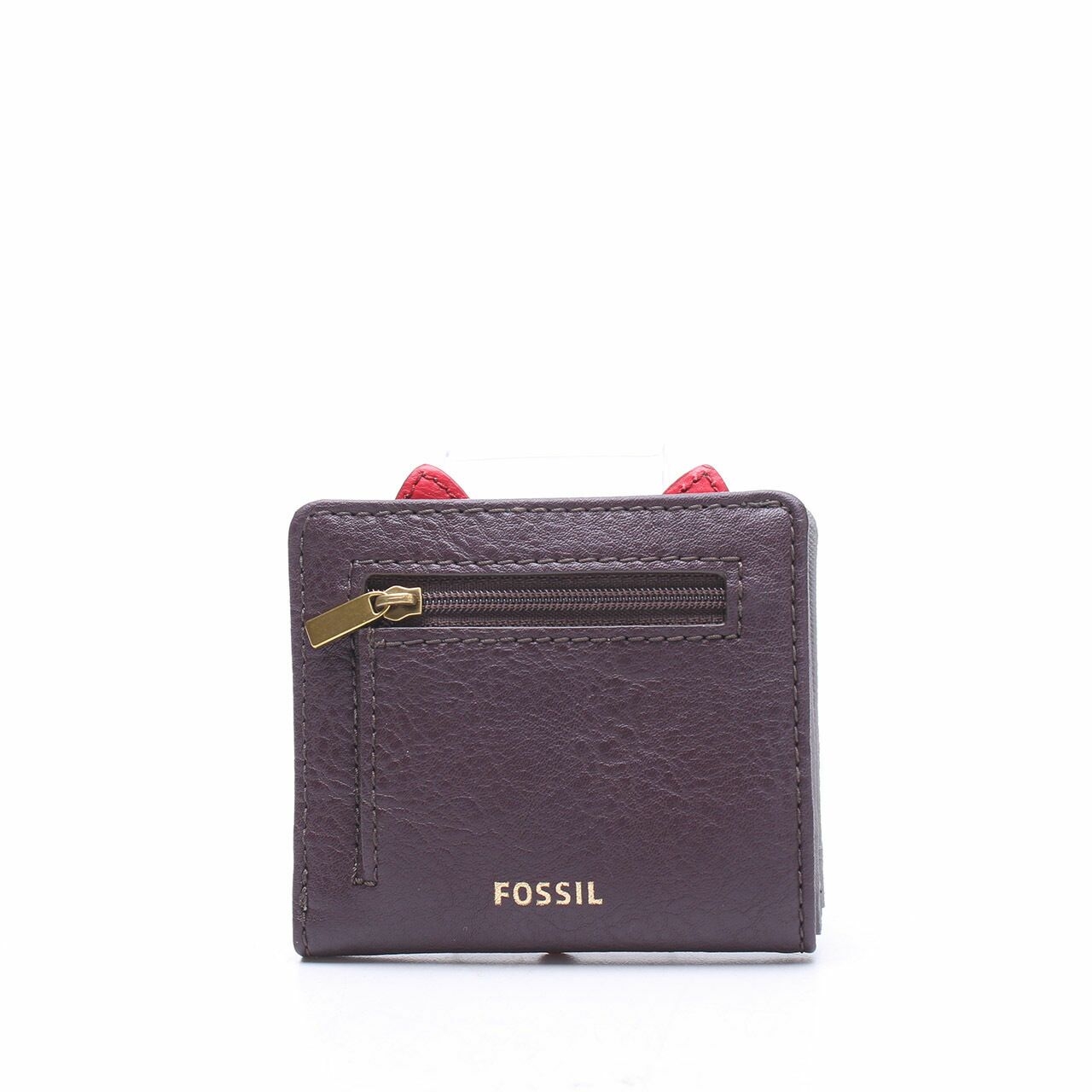 Fossil Madison Bifold Mini Fox Brick Red Brown Wallet