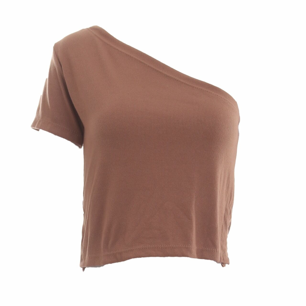 Pluffy's Choice Brown One Shoulder Blouse