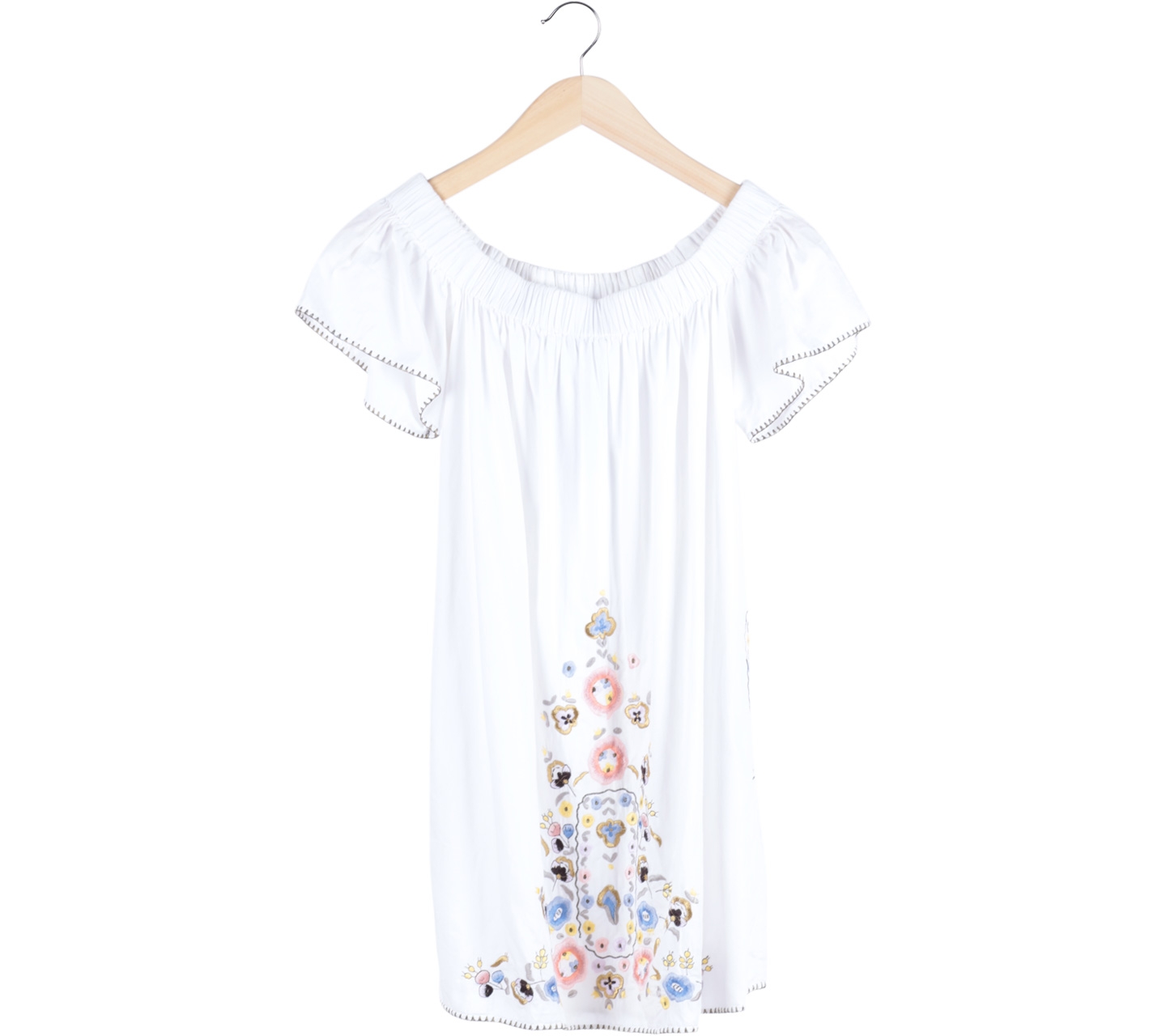 French Connection White Floral Babydoll Mini Dress