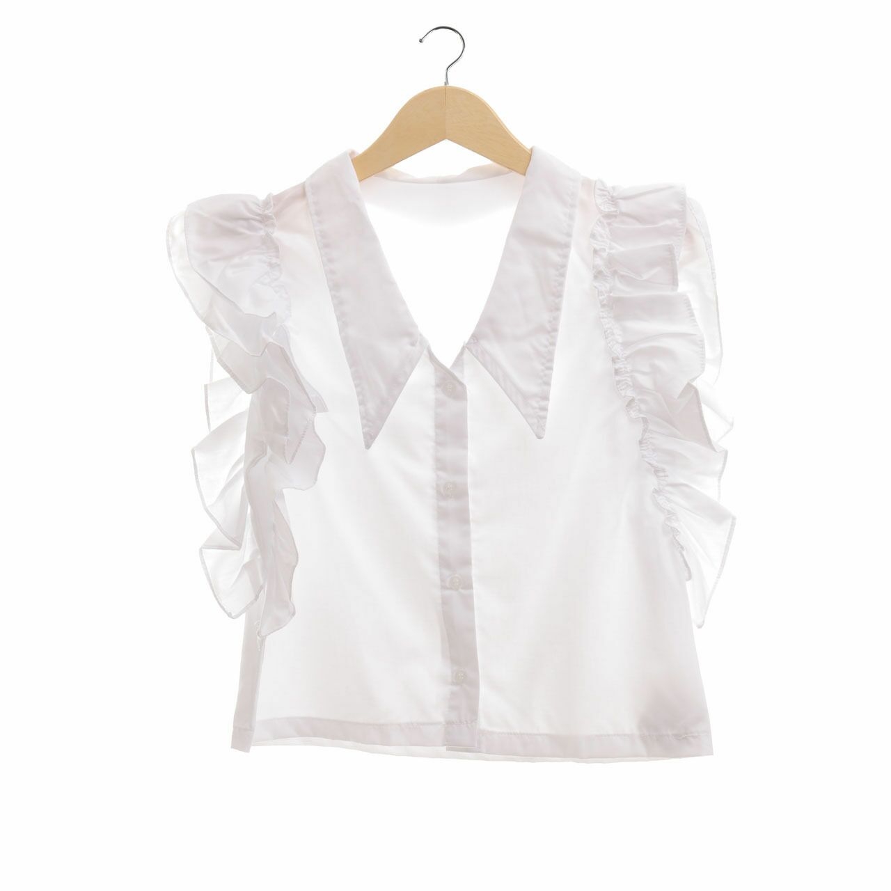 Private Collection White Ruffle Blouse