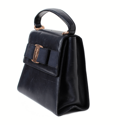 Salvatore Ferragamo Black Vara Bow Leather Hand Bag
