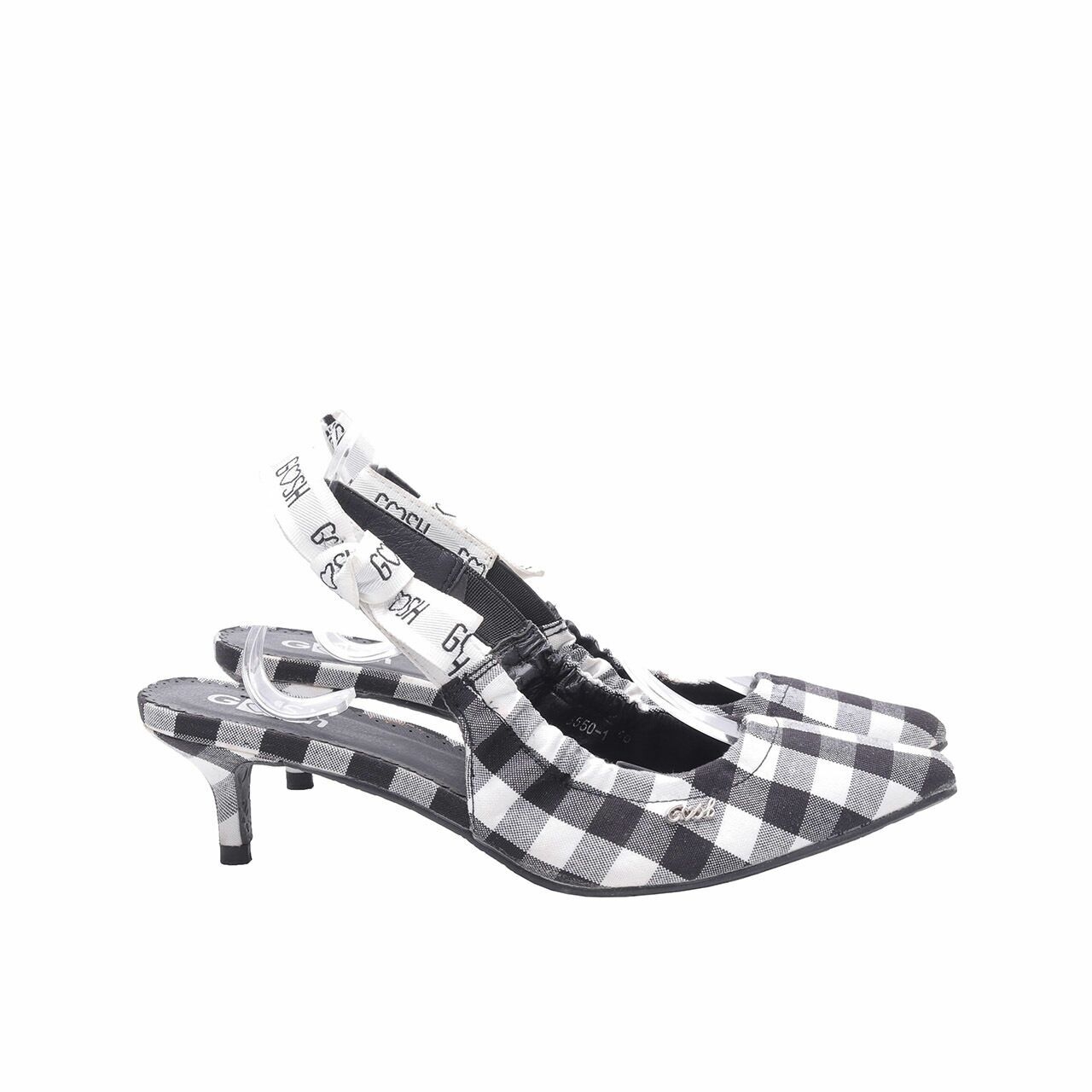 Gosh Black & White Checkered Backstrap Heels