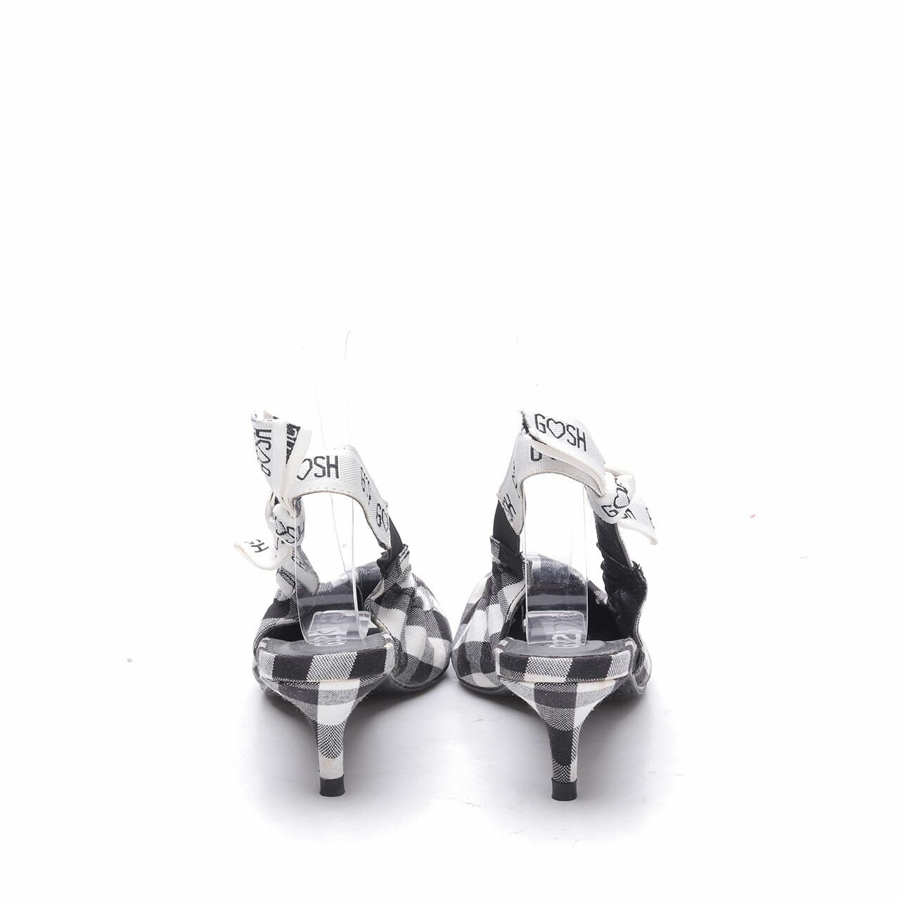 Gosh Black & White Checkered Backstrap Heels