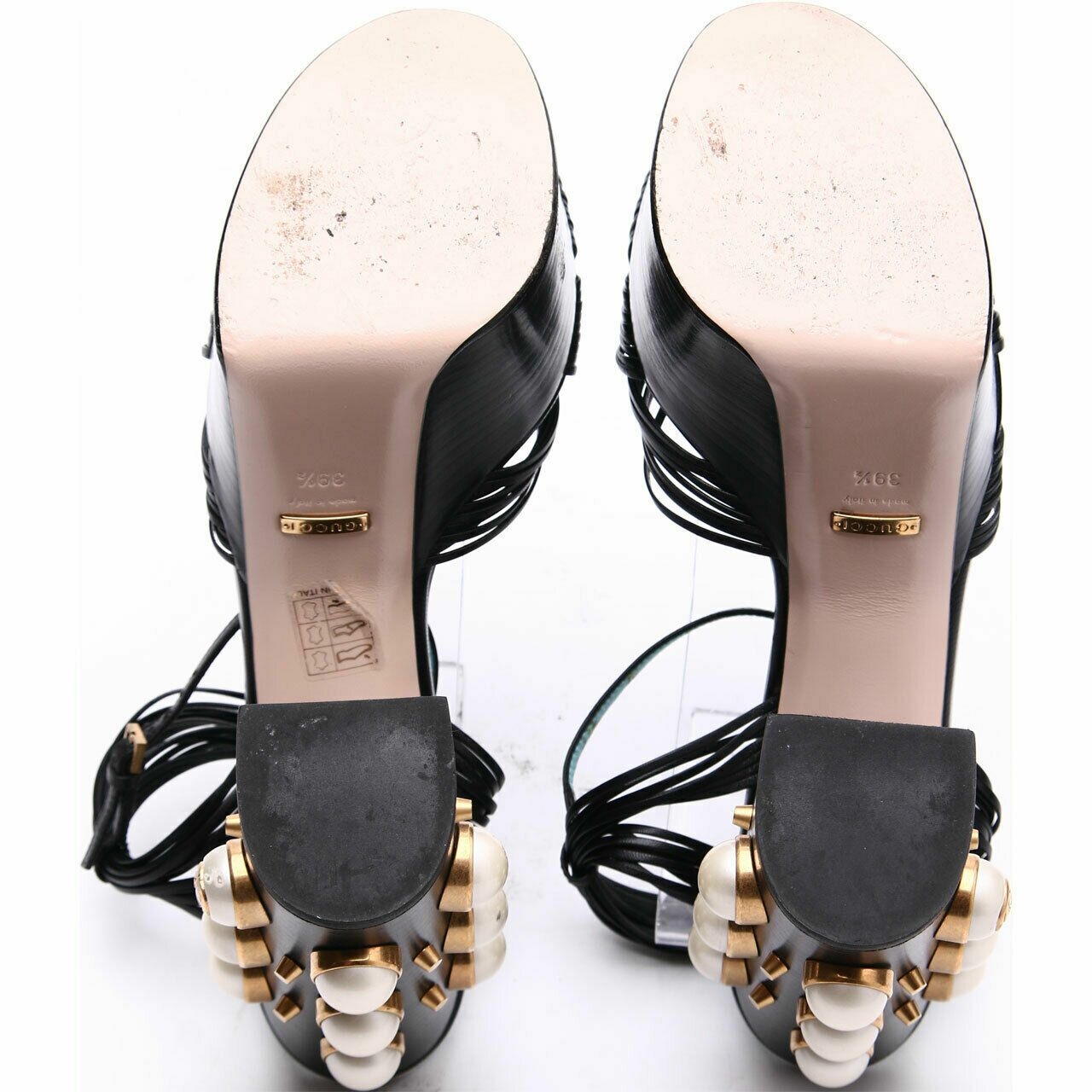 Gucci Black Pearl & Stud Platform Heels